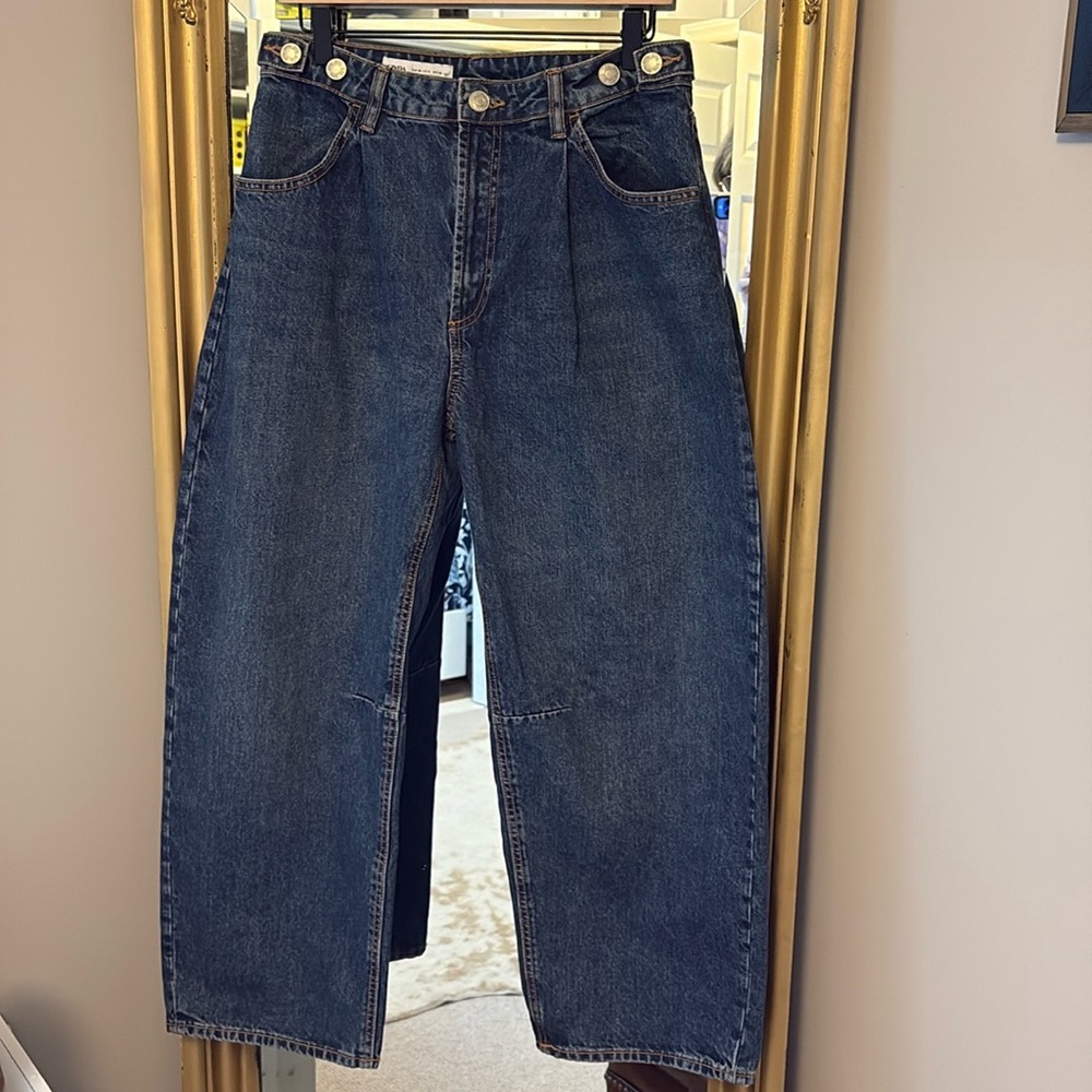 Zara Wide Leg Denim Pants - Blue